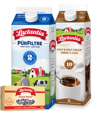 Image des produits Lactantia PurFiltre, crème à café et beurre.